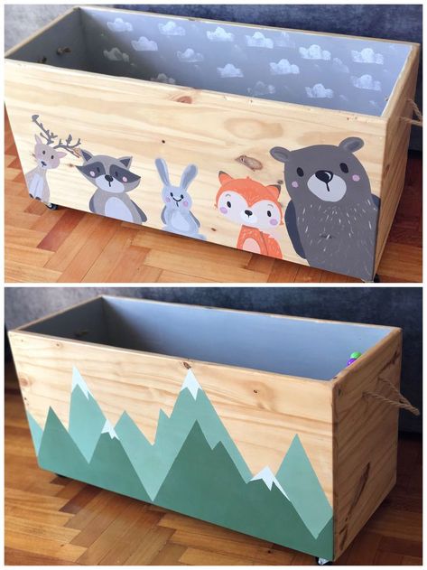 DIY Baby’s toy trunk | Kinder spielzimmer, Kinder zimmer deko, Kinder zimmer Toy Trunk, Diy Bebe, Nursery Baby Room, Baby Diy, Kids Room Design, Baby Boy Rooms, Baby Boy Nurseries, Basement Ideas, Kids Playroom