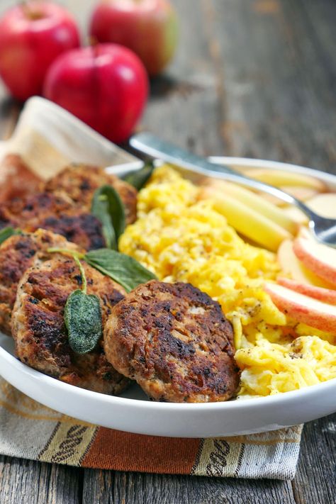 Spicy Apple Sage Breakfast Sausage by Ashley of MyHeartBeets.com Apple Sage Sausage, Aldi Meal Plan, Sausage Hash, Sausage Patties, Paleo Friendly Recipes, Sage Sausage, Warm Breakfast, Beet Recipes, Crisp Apple