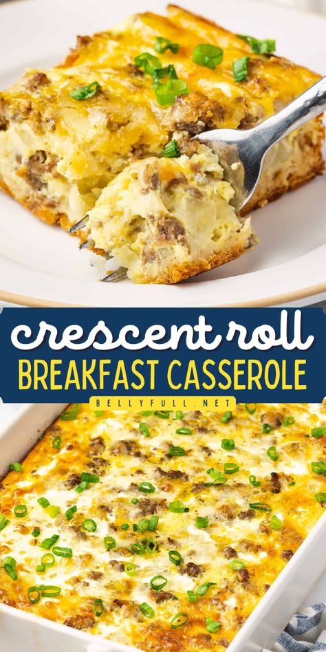 Looking for a hearty dish for a Mother's Day brunch idea? Try this Crescent Roll Breakfast Casserole recipe! Packed with eggs, sausage, hash browns, and lots of cheese, it's a delicious homemade treat for Mother's Day that everyone will love! Mother’s Day Breakfast Casserole, Mother’s Day Brunch Casserole, Egg Casserole With Crescent Rolls, Mother’s Day Breakfast, Mother’s Day Food Dinner, Mother Day Brunch Ideas, Breakfast Casserole With Crescent Rolls, Mothers Day Brunch Ideas, Quick Easy Casseroles