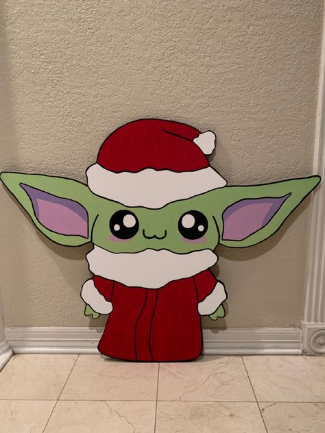 Wooden cut out of Baby Yoda aka The Child from Star Wars, The Mandalorian Yard art Christmas Decor Cutouts, Starwars Christmas Decorations Outdoor, Star Wars Christmas Decorations Diy, Starwars Christmas Door Decorations, Christmas Cut Outs Wooden Yard Art, Star Wars Outdoor Christmas Decorations, Star Wars Yard Decorations, Christmas Wood Cutouts Yard Art Diy, Christmas Wood Yard Art