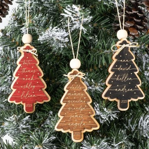 Tree Name, Laser Design, Special Colors, Ply Wood, Personalised Family Tree, Custom Ornaments, Ornament Christmas Tree, Family Christmas Ornaments, Family Names