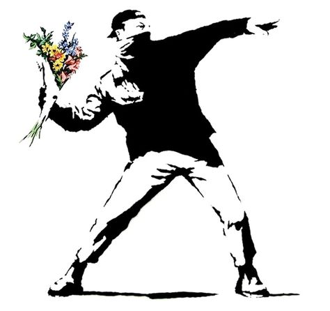 Banksy Tattoo, Banksy Stencil, Fantasy Space, Banksy Canvas Prints, Banksy Graffiti, Banksy Art, Banksy Canvas, Stickers Design, Flower Wall Stickers