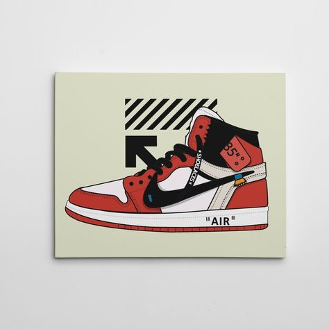 Jordan 1 Off White, Nike Jordan 1, Invest Money, Sneaker Art, Canvas Painting Designs, Painting Designs, Linen Canvas, Gallery Art, Virgil Abloh