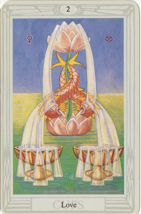 Aleister Crowley Tarot, Archangel Raziel, Thoth Tarot, Two Of Cups, Planet Neptune, All Tarot Cards, Astro Tarot, Cups Tarot, Planet Venus