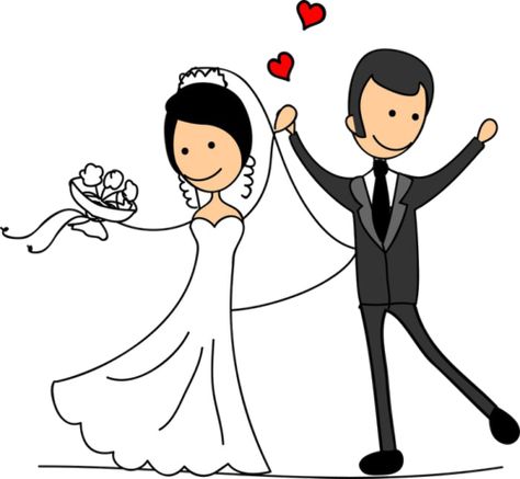 Bride Cartoon Images, Bride Cartoon, Bride And Groom Cartoon, Bride And Groom Silhouette, Wedding Drawing, Happy Bride, Clipart Black And White, Cartoon Images, Budget Wedding