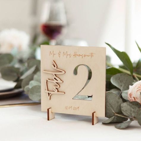 Wooden Wedding Table Numbers, Personalized Table Numbers Wedding, Wedding Table Place Settings, Wooden Table Numbers Wedding, Wooden Wedding Guest Book, Wooden Table Numbers, Table Place Settings, Dress Pictures, Wedding Numbers