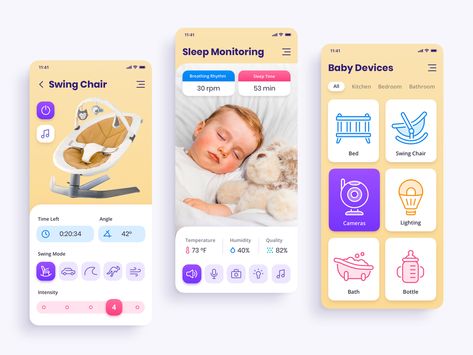 Baby Tech, Ux Kits, App Concept, App Ios, Baby Images, App Design Inspiration, Baby Swings, App Ui Design, User Interface Design