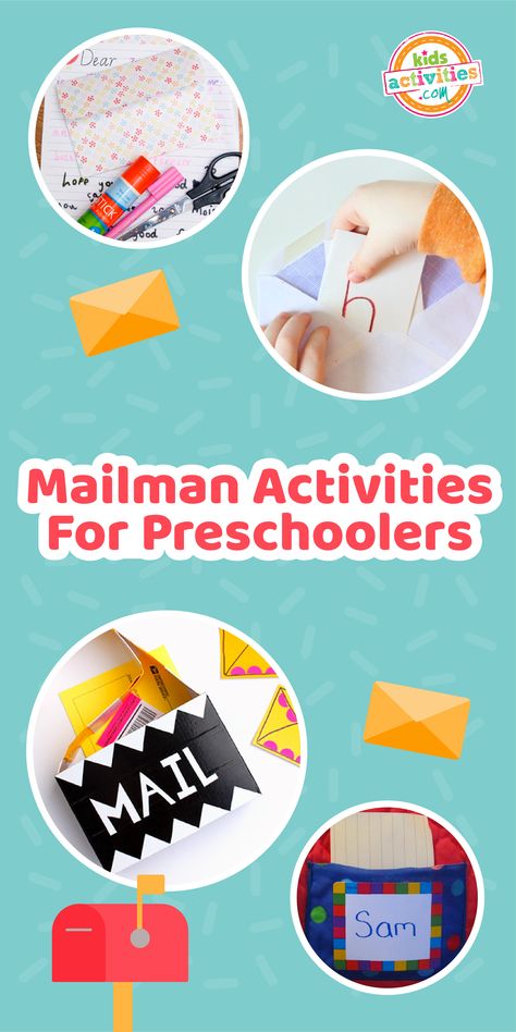 There is one thing young children have in common: a love for mail trucks, letter carriers, and everything related to postal services! That's why today we have 15 mailman activities for preschoolers that are so much fun. Pretend Play Mailman, Mail Theme Preschool, Mail Crafts Preschool, Mail Carrier Preschool Activities, Mailman Crafts Preschool, Mail Carrier Preschool, Mailman Crafts, Community Helper Activities, Mail Craft