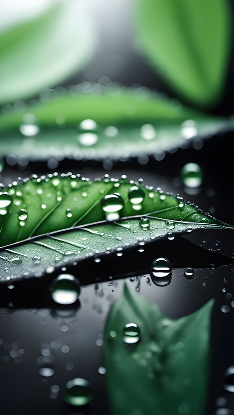 This wallpaper features a stunning close-up of leaves with water droplets on them, captured through macro photography and edited with Photoshop. Download this wallpaper in 1080p resolution for your mobile phone and enjoy the beauty of nature every day. #mobilewallpaper #iphonewallpaper #androidwallpaper #naturephotography #macrophotography #waterdroplets #leaves Water Droplets On Leaves, Macro Photography Water, Water Reflection Photography, Macro Photography Ideas, Nature Mobile, Macro Photography Flowers, Photography Mobile, Reflection Photography, Close Up Photography