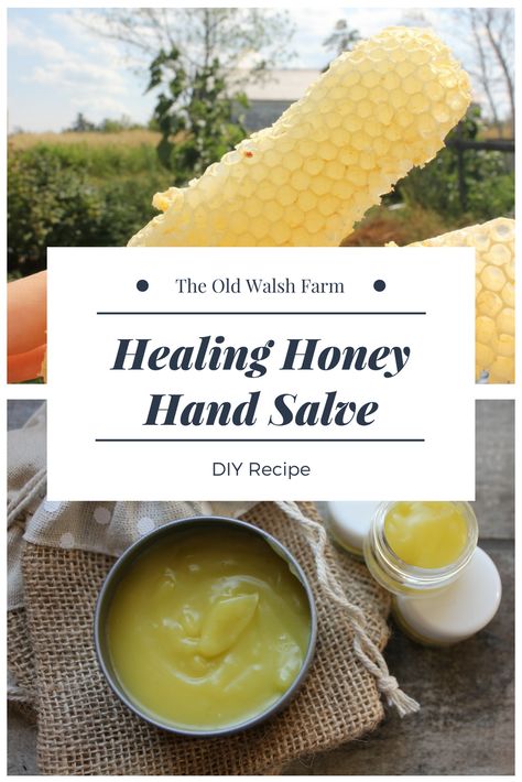 Healing Honey Hand Salve via @www.pinterest.ca/theoldwalshfarm/ Burts Bees Hand Salve, Fresh Honey Recipes, Beeswax Salve Recipe, Goldenrod Salve Recipe, Honey Salve, Honey Craft, Honey Cosmetics, Healing Salve Recipe, Honey Products