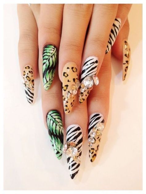 Safari Nails❤ Safari Nail Art, Safari Nails Designs, Safari Nails, Cheetah Nail Designs, Animal Print Nails Art, Nail Logo, Leopard Print Nails, Her Nails, Leopard Nails