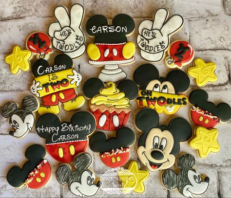 oh Twodles Cookies by Cajun Home Sweets Oh Toodles Cookies, Twodles Birthday Cookies, Oh Twodles Birthday Cookies, Oh Twodles Boy Birthday, Twodles Cookies, Oh Twodles Cookies, Oh Toodles Birthday Boys, Mickie Mouse Party, Oh Twodles Birthday Boy