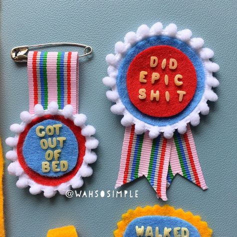 WahSoSimple Singapore | There are some days when I feel so drained that I do not want to get out of bed at all. Back-to-back zoom meetings, prepping kids for exams… | Instagram Felt Badges Diy, So Drained, Award Ribbons, Typography Love, Get Out Of Bed, Crafts For Seniors, Crafty Diy, Craft Time, Diy Arts And Crafts