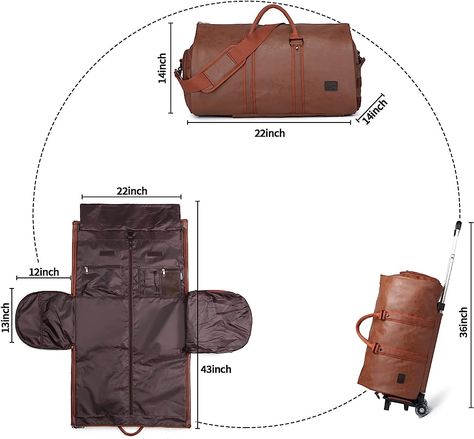 Amazon.com | Rolling Garment Bag, Roller Duffle Bag with Wheels Rolling Garment Bags for Travel 3 in 1 Garment Bag Carry On Bag Weekender Bags Garment Duffel Bag for Men or Women-Brown | Garment Bags Garment Duffle Bag, Duffle Bag With Wheels, Bag With Shoe Compartment, Rolling Duffle Bag, Body Oil Spray, Driving Pictures, Duffle Bag Travel, Garment Bag, Wholesale Bags