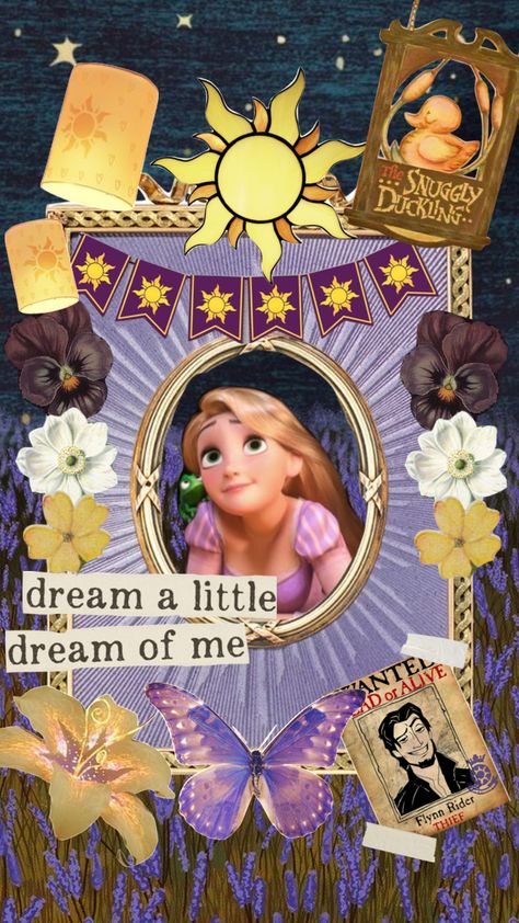 Rapunzel Scrapbook, Tangled Scrapbook, Tangled Rapunzel Aesthetic, Rapunzel Crafts, Rapunzel Stuff, Mind Maping, Collage Notebook, Rapunzel Aesthetic, Half Birthday Baby