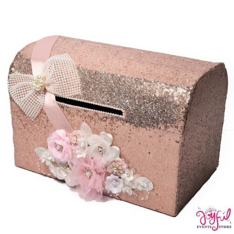 Money Box Ideas, Flowers Money, Quinceanera Accessories, Wedding Gift Card Box, Sweet Fifteen, Cinderella Theme, Pink Quince, Money Box Wedding, Quinceanera Decorations