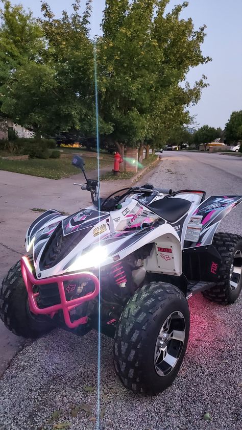 Pink yamaha wolverine 450 Pink 4 Wheeler Atv, Quads 4 Wheelers, Pink Quad Bike, Cool Bikes Bicycles, Four Wheelers Aesthetic, Pink 4 Wheeler, Pink Four Wheeler, Atv Motor, Quad Bikes