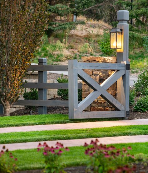 Mountainside Refuge | Sunline Landscapes Natural Stone Retaining Wall, Driveway Entrance Landscaping, Farm Entrance, Garden Gates And Fencing, Driveway Entrance, Stone Retaining Wall, Driveway Design, Fencing & Gates, Light The Way