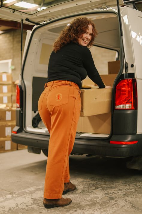 Our Station pants pay homage to the long days, dust, isolation, and bush doofs of our founder's rural upbringing in QLD & NSW. These simple, durable work pants feel just as comfortable behind a bar, in a theatre, or in the cattle yards. Hurry, our limited-time Rust colourway won't be around for much longer – last sizes available online! Fran wears the Station Pants in Rust 📸 @ldvphoto Body Measurement Chart, Clothing Labels, A Bar, Work Pants, Body Measurements, Individual Style, High Waisted Pants, Workout Pants, Body Shapes