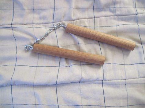 Super simple wooden nunchucks made out of a wooden dowel rod, a small chain, and 2 crown bolts... Small Dowel Rod Crafts, Nunchucks, Ninja Turtle Party, Turtle Party, Whittling, Common Sense, Drill Bit, Cool Diy, Diy Toys