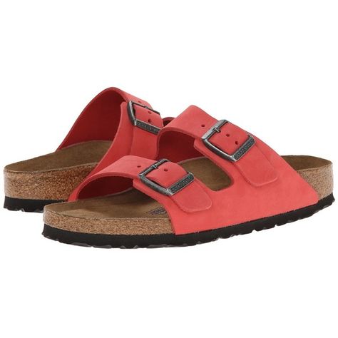 Birkenstock Arizona Soft Footbed - Leather Sandals (175 CAD) ❤ liked on Polyvore Pink Birkenstocks, Arch Support Sandals, Wide Sandals, Im So Fancy, Neutral Heels, Narrow Shoes, Wide Shoes, Tea Rose, Evening Shoes