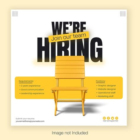 We are hiring banner web template social... | Premium Psd #Freepik #psd #job-posting #hiring-post #recruitment-banner #job-vacancy Graphic Designer Job Post, Hiring Creative Design, Recruiting Posts Social Media, We Are Hiring Social Media Post, Branding Social Media Posts, Job Posting Design, We Are Hiring Creative Poster Design, We Are Hiring Creative Ads, Job Poster Design