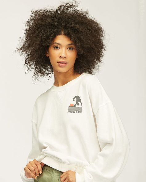 Waves Billabong, Billabong Pullover, Salt Crystal, Billabong Women, Womens Crewneck, Big Waves, Billabong, Denim Women, Crewneck Sweatshirt