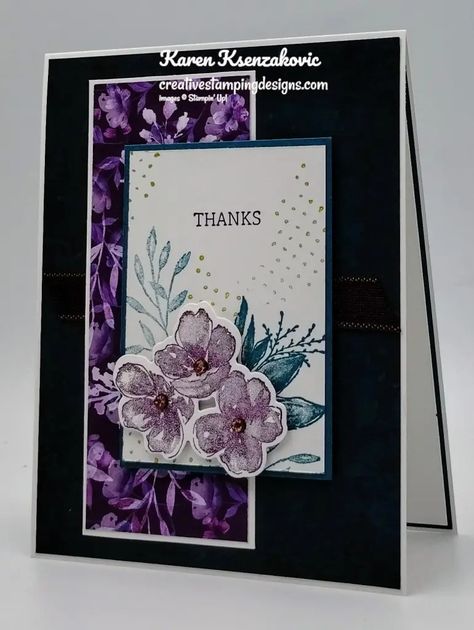 Stampin’ Up! Regal Flora Thanks | Creative Stamping Designs Stampin Up Project, One Sheet Wonder, Leaf Images, Stampin Up Catalog, Fall Mini, Classic Card, December 2024, Floral Image, Su Cards