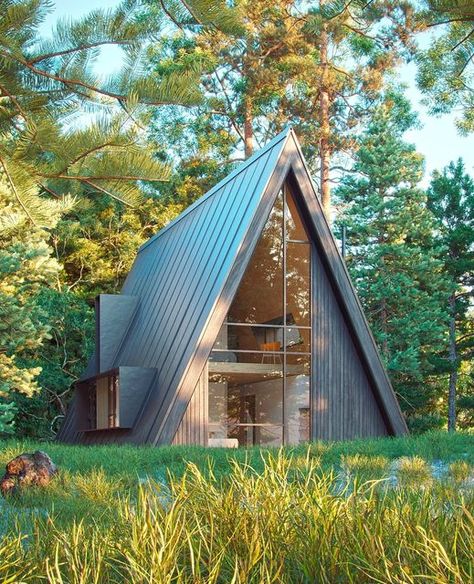 Bunk Cabin, Modern Bunk, Alpine House, Houses Architecture, A Frame Cabins, Building A Cabin, A Frame House Plans, Frame House, Family Frames