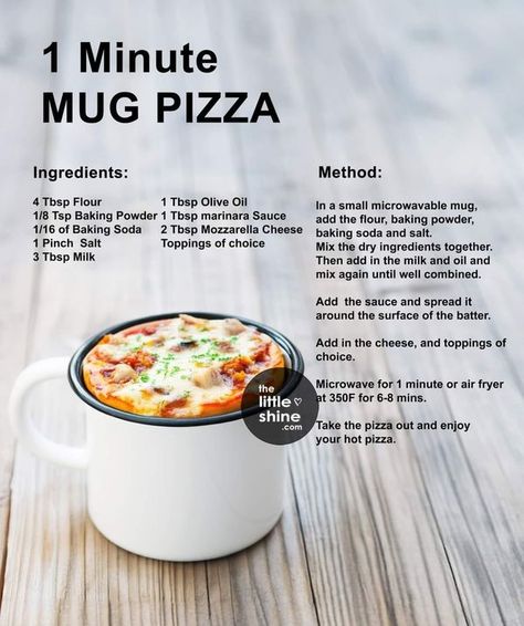 Mug Pizza Microwave, Pizza Microwave, Pizza In A Mug, Mug Pizza, Mug Dessert Recipes, Cafe Desserts, Microwave Mug Recipes, Microwave Mug, Food Fast