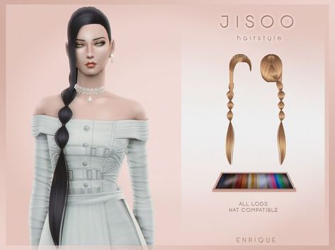 get early access to this new hairstyle now on my patreon page!! hope you like it! New mesh, include 21 swatches, all lods, shadow map, available from teen to elders, base game compatible, includes custom thumbnai Jisoo Hair, Masculine Clothing, Pelo Sims, The Sims 4 Download, Sims House Design, Sims Hair, Sims 4 Cas, Sims 4 Cc Finds, The Sims4