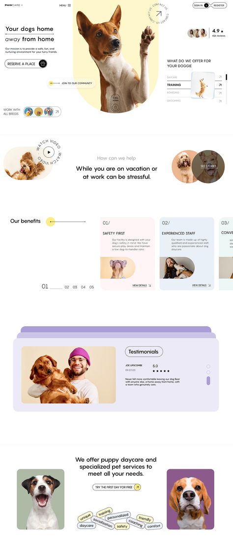 Dog Website Design Inspiration, Our Work Website Design, Pet Care Website Design, Dog Grooming Website, Pet Website Design Inspiration, Dog Website Design, Vet Website, Pet Website Design, Pet Websites