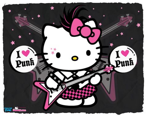 photo Kitty Wallpaper, Hello Kitty Wallpaper, Hello Kitty, Guitar, Kitty, I Love, Wallpapers, Hair, Pink