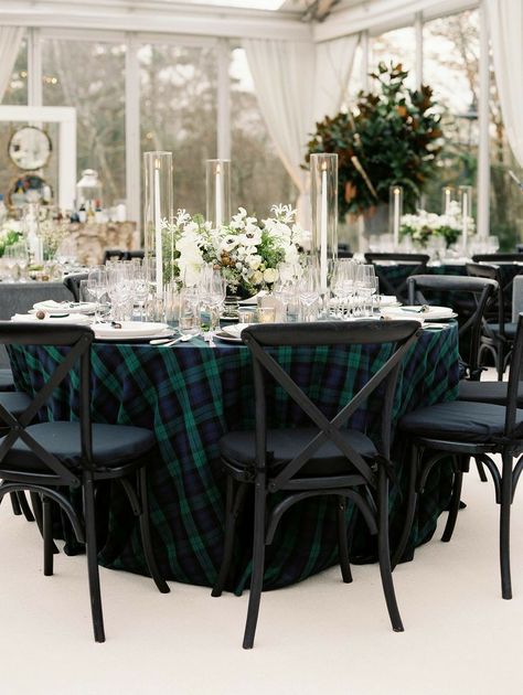 Black Wedding Chairs, Scottish Wedding Themes, Plaid Wedding, Tartan Wedding, Book Mood, Winter Wedding Colors, Scotland Wedding, Wedding Themes Winter, December Wedding