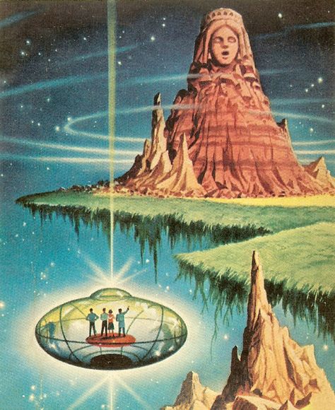 Alex Schomburg 70s Sci Fi Art, Arte Peculiar, Sf Art, Science Fiction Illustration, Retro Artwork, Classic Sci Fi, Books Art, Flying Saucer, Science Fiction Art