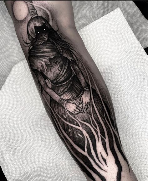 Burning Witch, Siren Tattoos, Burn Tattoo, Rip Tattoos, Rip Tattoos For Mom, Feminine Skull Tattoos, Neo Tattoo, Feminine Tattoo Sleeves, Tattoo Filler