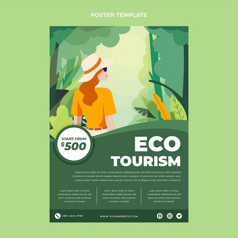 Environment Poster Design Ideas, Wellness Poster Design, Ecotourism Poster, Ecotourism Design, Eco Poster Design, Environment Graphic Design, Green Poster Design, Flat Design Poster, Environment Poster