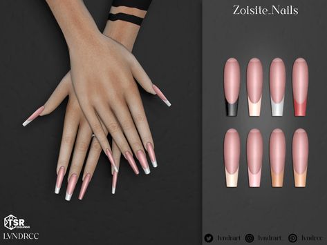 The Sims Resource - Zoisite Nails Sims 4 Alpha Cc Accessories, Sims 4 Cc Long Nails, Sims 4 Cc Nails Long, Nails Cc Sims 4, Ts4 Cc Nails, The Sims 4 Nails, Modern French Tip, Sims 4 Cc Nails, Sims Victorian