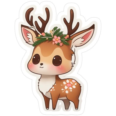 Decorate laptops, Hydro Flasks, cars and more with removable kiss-cut, vinyl decal stickers. Glossy, matte, and transparent options in various sizes. Super durable and water-resistant. Clipart of a cute little floral deer. Deer Sticker, Mammals, Deer, Kiss Cut, Decorate Laptops, Vinyl Decal Stickers, Vinyl Decal, Kiss, Water Resistant