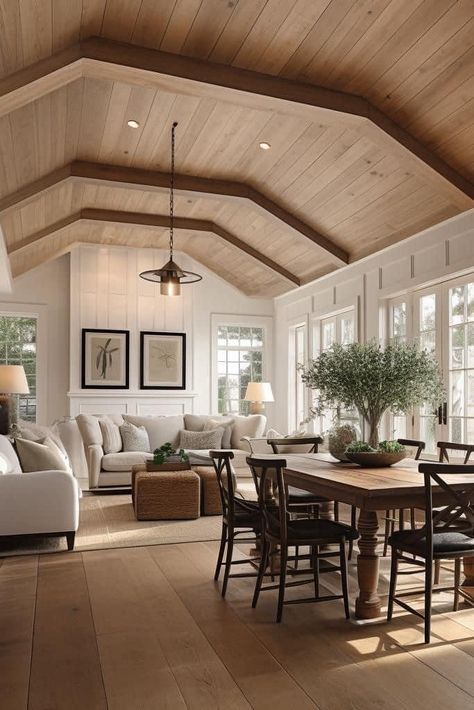 Shiplap Ceiling, Ceiling Ideas, Vaulted Ceiling, Ceiling, Living Room, Wood, Furniture