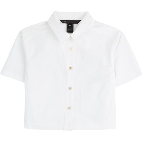 Marc by Marc Jacobs Stretch Poplin Cropped Button-Up (10835 DZD) ❤ liked on Polyvore featuring tops, shirts, crop tops, blouses, white, women, button down crop top, white button down shirt, white button up shirt and white top Cropped White Shirt, Cut Up Shirts, Shirts Crop Tops, Ripped Shirts, Boxy Crop Top, White Short Sleeve Blouse, Shirts Crop, White Short Sleeve Shirt, White Short Sleeve Tops