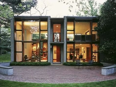 Louis Kahn House, Esherick House, Houses Architecture, One Bedroom House, Ultra Modern Homes, A Modern House, Louis Kahn, Glass Walls, House Of Beauty