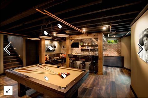 Rustic Basement Bar, Contemporary Basement, Home Bar Rooms, Rustic Basement, Basement Remodel Diy, Basement Bar Designs, Basement Inspiration, Basement Reno, Diy Home Bar