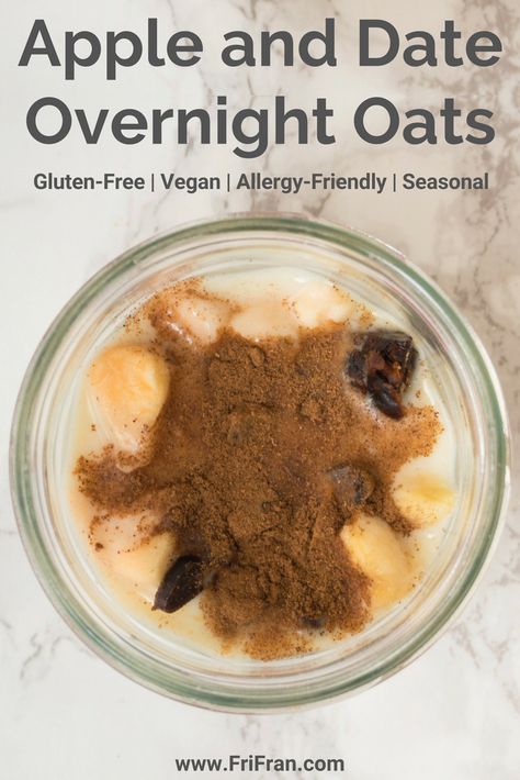 Overnight Oats Dates, Overnight Oats With Dates, Date Overnight Oats, Fruit For Breakfast, Gluten Free Dairy Free Breakfast, Breakfast Desserts, Oat Breakfast, Vegan Brunch Recipes, Vegan Gluten Free Breakfast