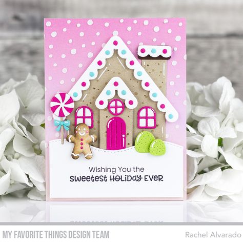 Gingerbread House Card, Gingerbread Cards, Candy Cane Crafts, House Card, Gum Drops, Mft Stamps, Card Kits, Classic Holiday, Tag Design