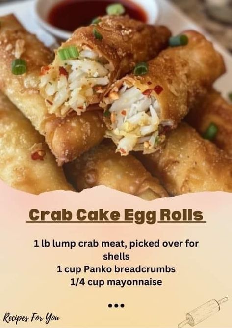 Crab Egg Rolls Recipes, Crab Egg Rolls, Egg Rolls Recipes, Immitation Crab Recipes, Baked Catfish Recipes, Grandma Recipes, Lump Crab, Best Seafood Recipes, Crab Cake