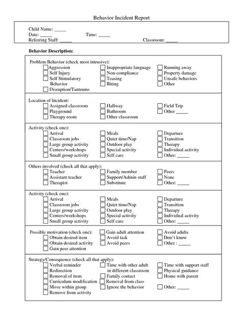 incident report form child care | Behavior Incident Report - DOC Infant Daily Report, Behavior Sheet, Behavior Report, Preschool Behavior, Daycare Business Plan, Behavior Contract, Preschool Director, Daycare Organization, Daycare Business