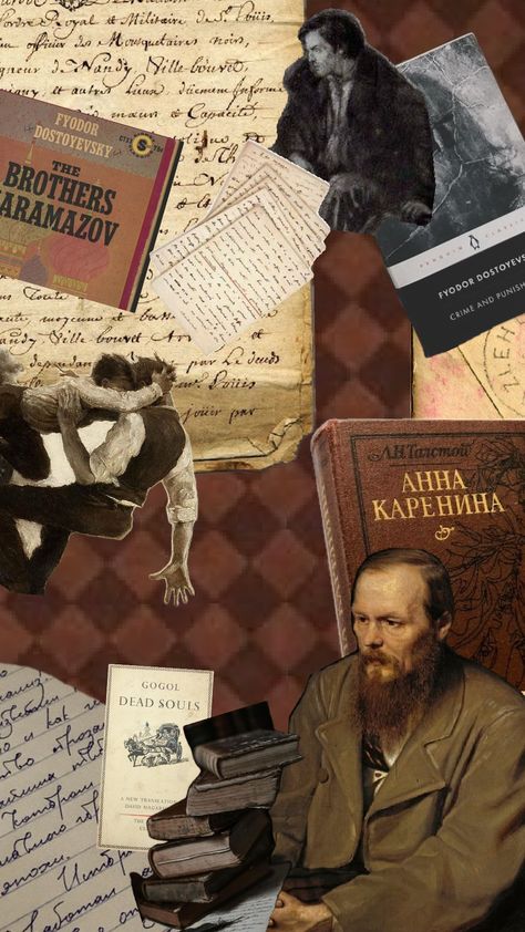 #gogol #tolstoy #dostoyvesky #russianliterature Leo Tolstoy Aesthetic, Tolstoy Aesthetic, Dostoevsky Wallpaper, Russian Background, Literature Student, Brothers Karamazov, Classic Literature Books, Classical Literature, The Brothers Karamazov