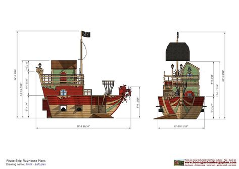 home garden plans: PS100 - Pirates Ship PlayHouse Plans - PlayHouse Design - PlayHouse Plans Construction Pirate Ship Playhouse Plans, Ship Playhouse, Pirate Ship Playhouse, Playhouse Design, Pirates Ship, Playhouse Plans, Happy New Year 2015, Camping Needs, Play Yard