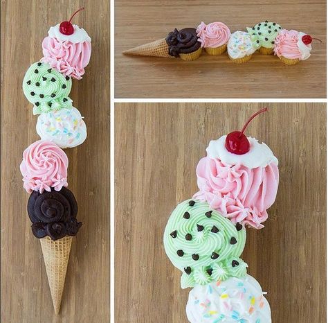 Ice Cream Cone Cupcake, Cupcake Ice Cream Cones, Cupcakes Design, Corduroy Midi Skirt, Ice Cream Cone Cupcakes, Ice Cream Cone Cake, Summer Cupcakes, Pull Apart Cupcake Cake, Pull Apart Cake